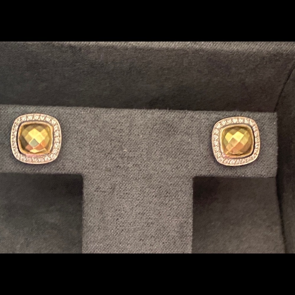 David Yurman 18K gold diamonds studs earrings New